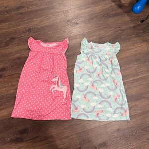 2 Simple Joys by Carter’s Unicorn, Rainbow, Stars Nightgown Dress Girls Size 4-5